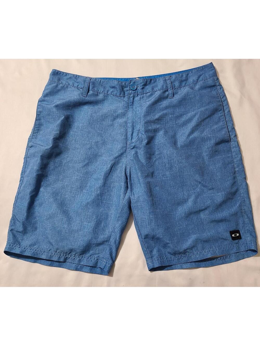 Oakley Hybrid Performance Shorts Mens Sz 36 Large Blue Golf Casual Logo Dadcore